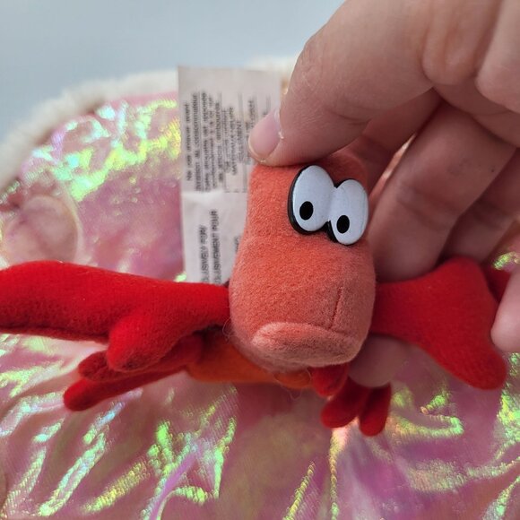 1997 VTG Rare Disney The Little Mermaid Stick Puppet Clamshell Sebastian Ariel - Picture 9 of 12